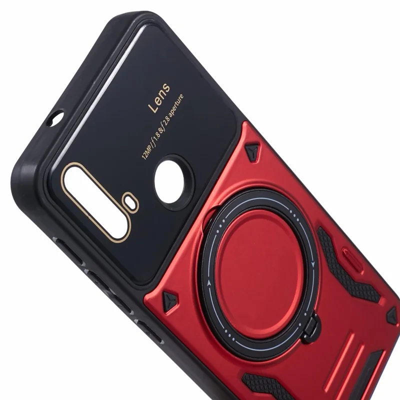 For Motorola Moto E20 Case Magnetic Case PC+TPU Kickstand Phone Cases - Red