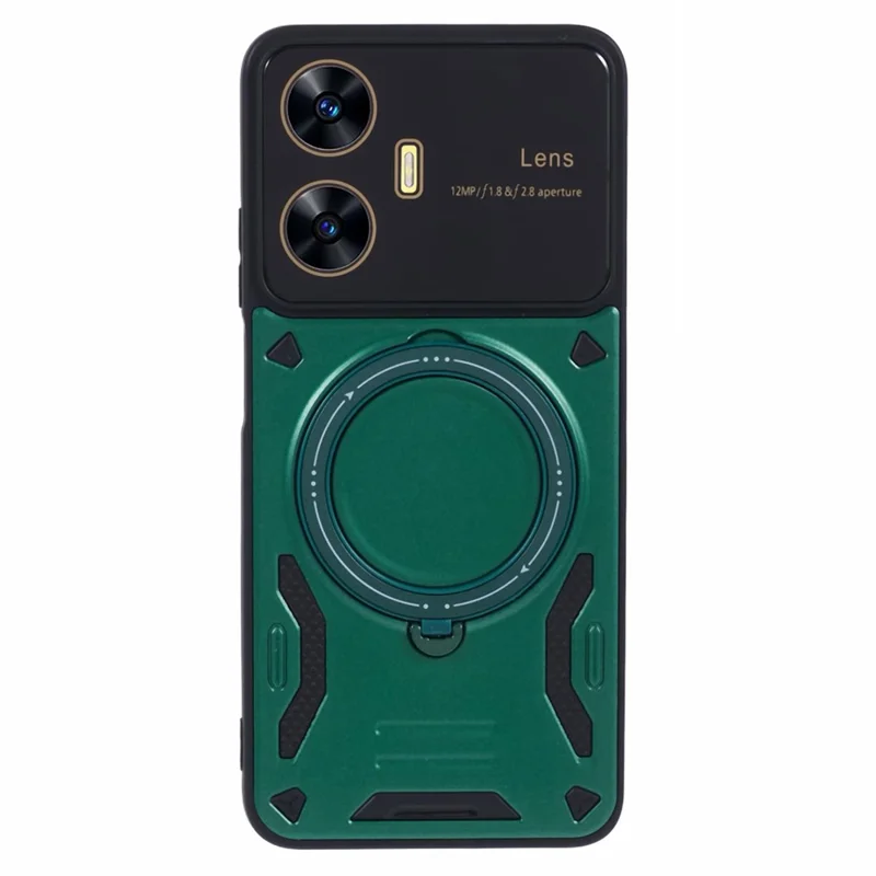 For Realme C55 / Narzo N55 4G Case PC+TPU Kickstand Phone Cover Magnetic Case - Green