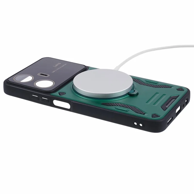 For Realme C55 / Narzo N55 4G Case PC+TPU Kickstand Phone Cover Magnetic Case - Green