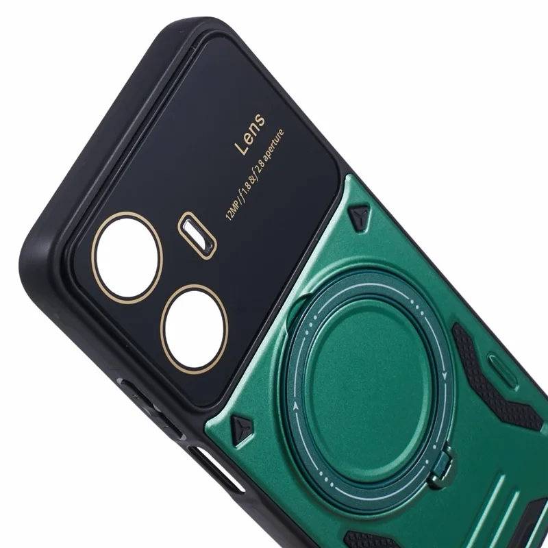 For Realme C55 / Narzo N55 4G Case PC+TPU Kickstand Phone Cover Magnetic Case - Green