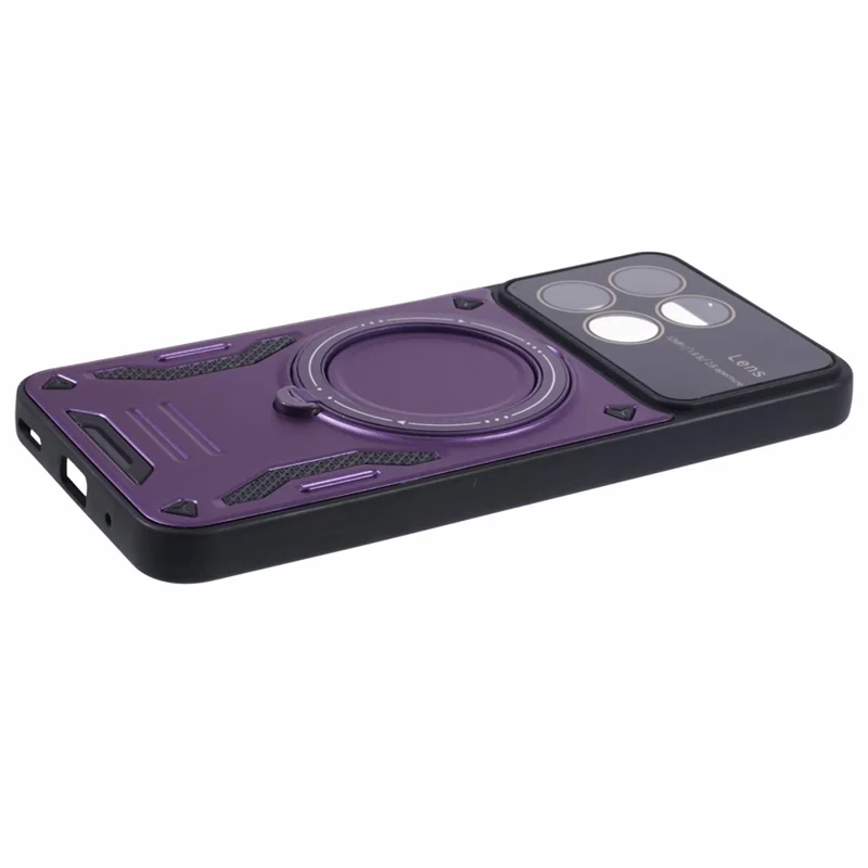 For Honor X8a 4G Shockproof Magnetic Case Kickstand PC+TPU Phone Cover - Purple