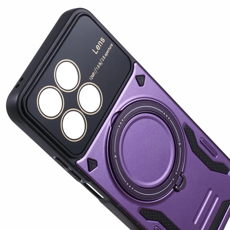 For Honor X8a 4G Shockproof Magnetic Case Kickstand PC+TPU Phone Cover - Purple