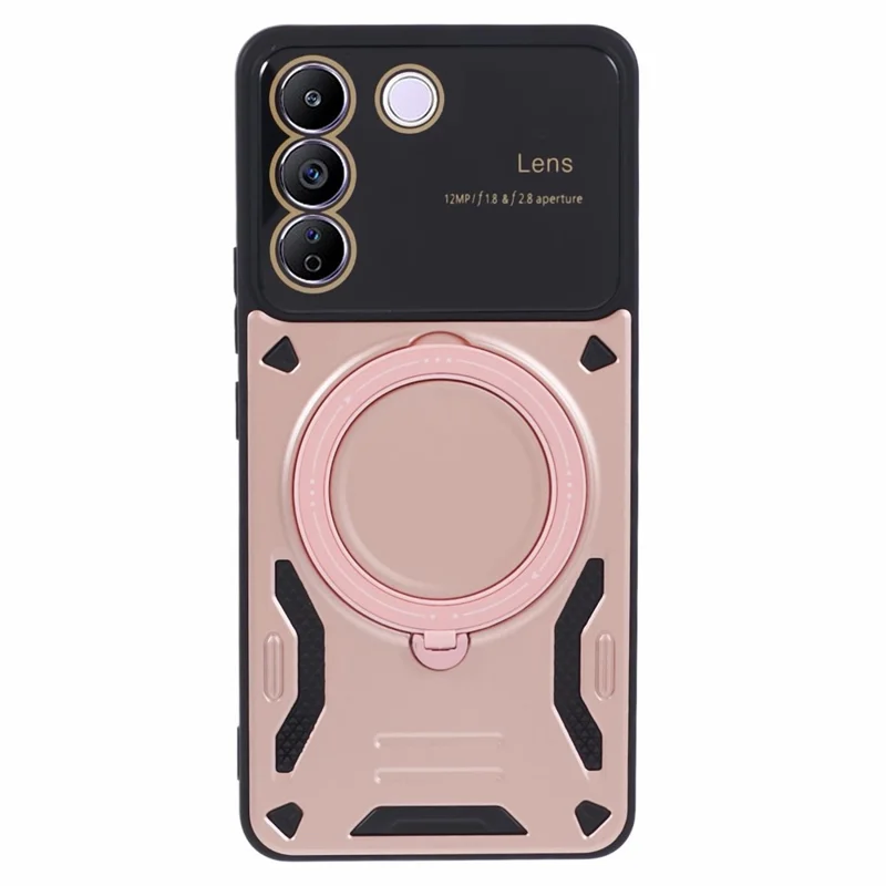 For vivo V27e 4G Kickstand Case Anti-Drop PC+TPU Phone Cover Magnetic Case - Rose Gold