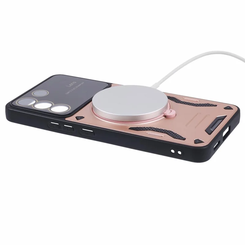 For vivo V27e 4G Kickstand Case Anti-Drop PC+TPU Phone Cover Magnetic Case - Rose Gold