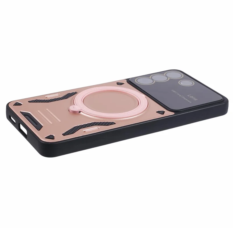 For vivo V27e 4G Kickstand Case Anti-Drop PC+TPU Phone Cover Magnetic Case - Rose Gold