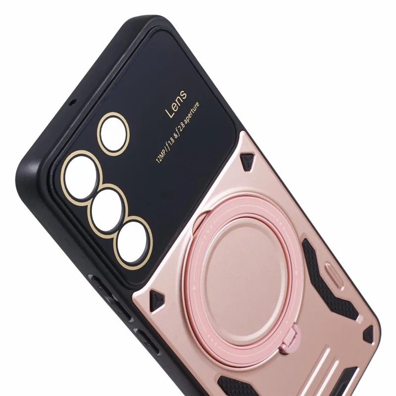 For vivo V27e 4G Kickstand Case Anti-Drop PC+TPU Phone Cover Magnetic Case - Rose Gold