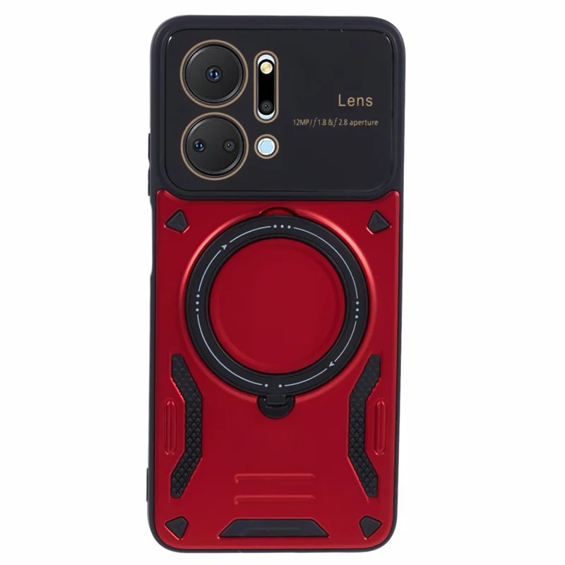 For Honor X7a 4G Case Kickstand PC+TPU Phone Cover Magnetic Case - Red