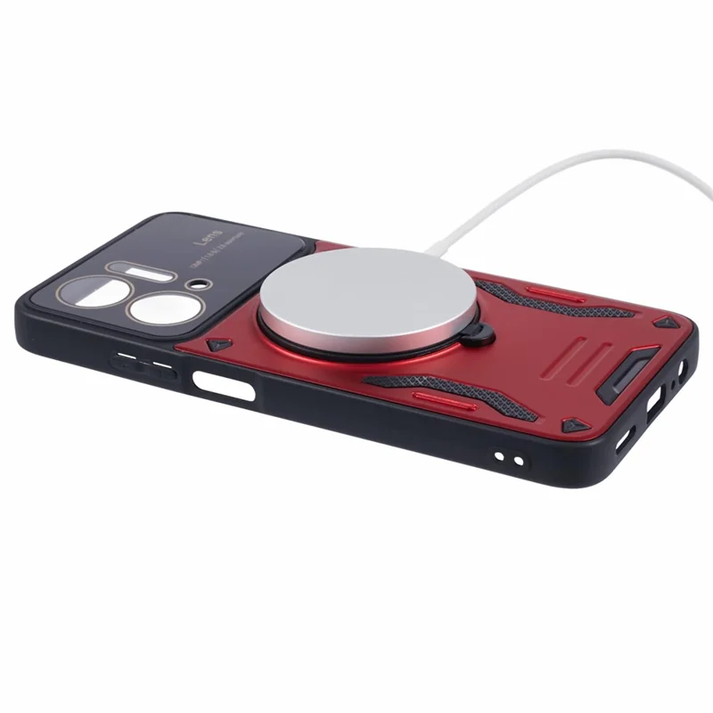 For Honor X7a 4G Case Kickstand PC+TPU Phone Cover Magnetic Case - Red