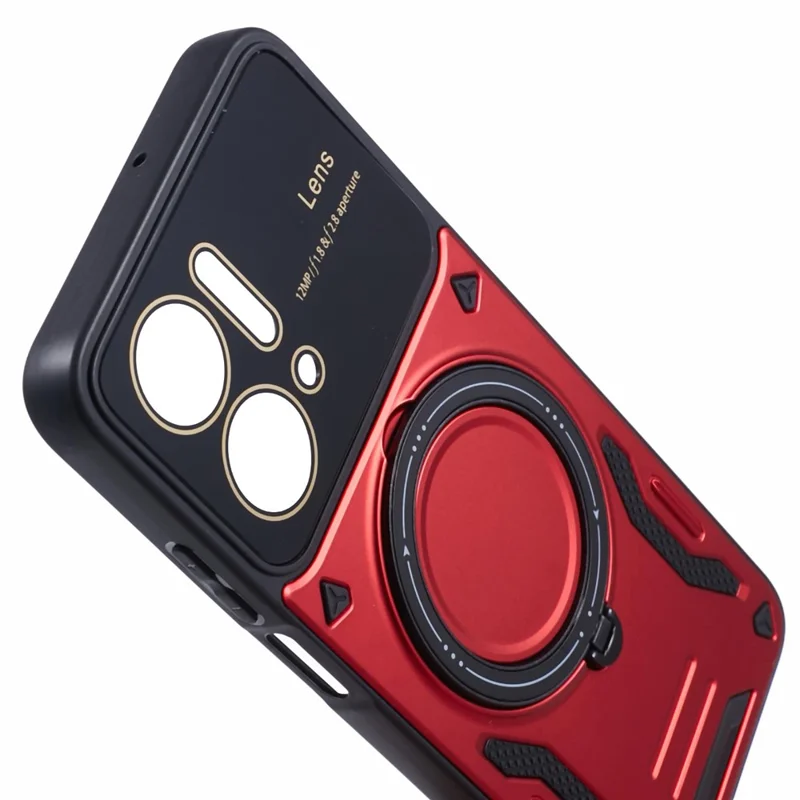 For Honor X7a 4G Case Kickstand PC+TPU Phone Cover Magnetic Case - Red