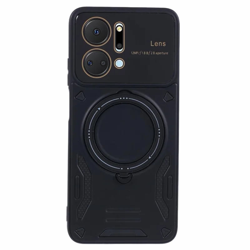 For Honor X7a 4G Case Kickstand PC+TPU Phone Cover Magnetic Case - Black