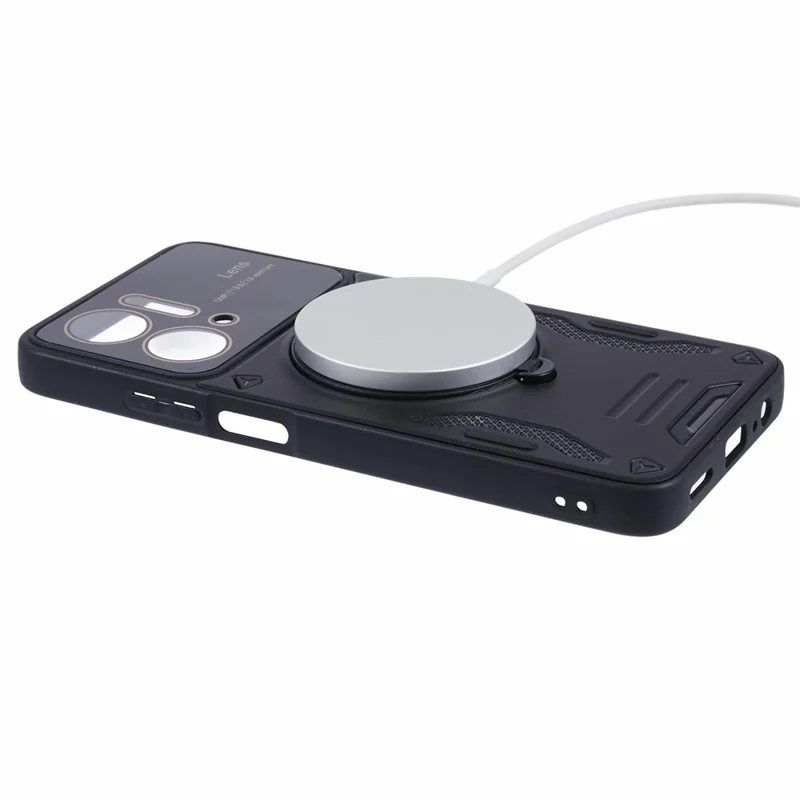 For Honor X7a 4G Case Kickstand PC+TPU Phone Cover Magnetic Case - Black