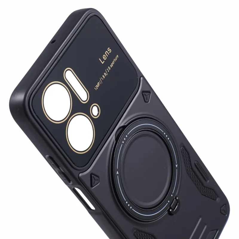 For Honor X7a 4G Case Kickstand PC+TPU Phone Cover Magnetic Case - Black