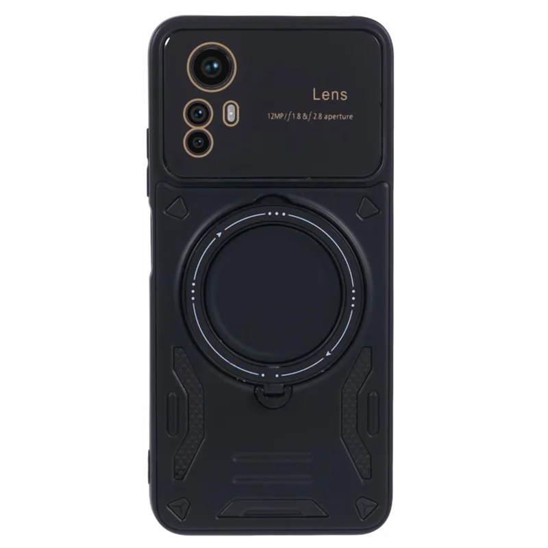 For Xiaomi Redmi Note 12S 4G Protective Case PC+TPU Kickstand Phone Cover Magnetic Case - Black