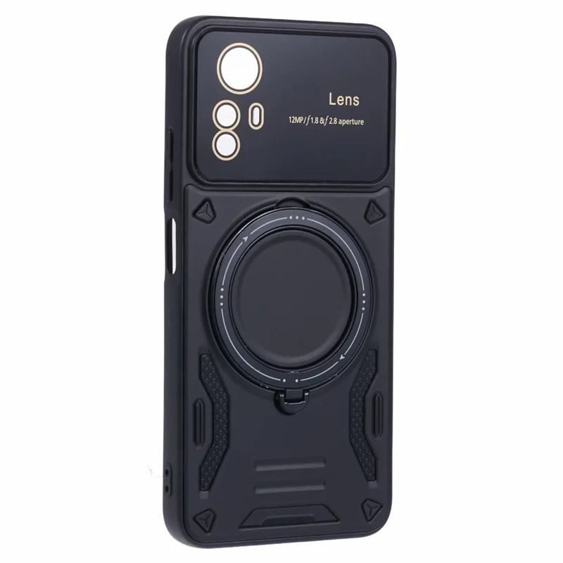 For Xiaomi Redmi Note 12S 4G Protective Case PC+TPU Kickstand Phone Cover Magnetic Case - Black