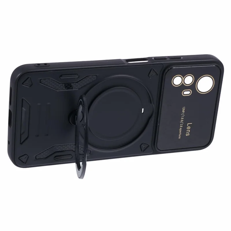 For Xiaomi Redmi Note 12S 4G Protective Case PC+TPU Kickstand Phone Cover Magnetic Case - Black
