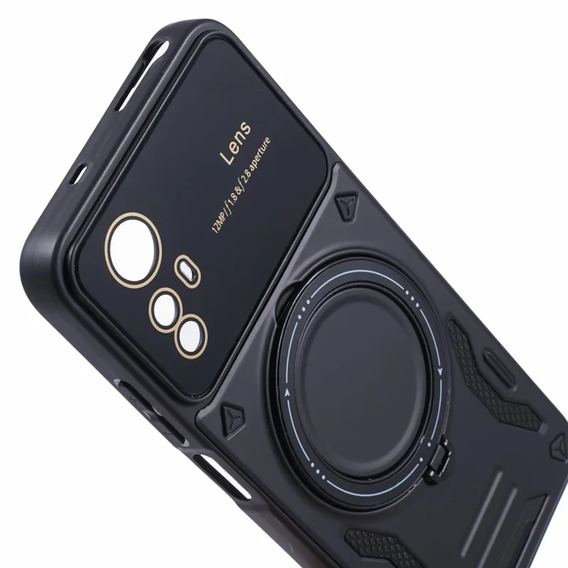 For Xiaomi Redmi Note 12S 4G Protective Case PC+TPU Kickstand Phone Cover Magnetic Case - Black