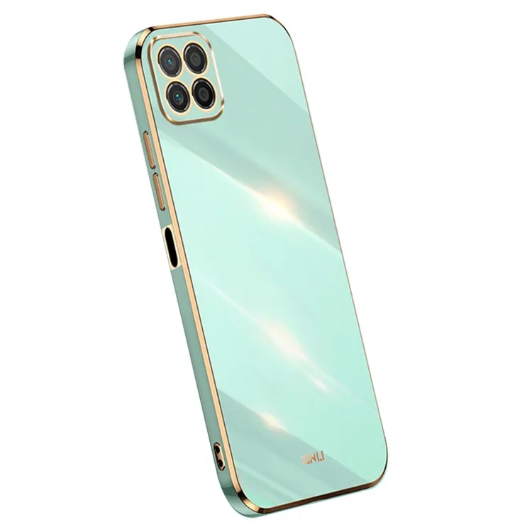 XINLI For Honor X8 5G Case TPU Protection Phone Cover Electroplating Gold Edge - Cyan