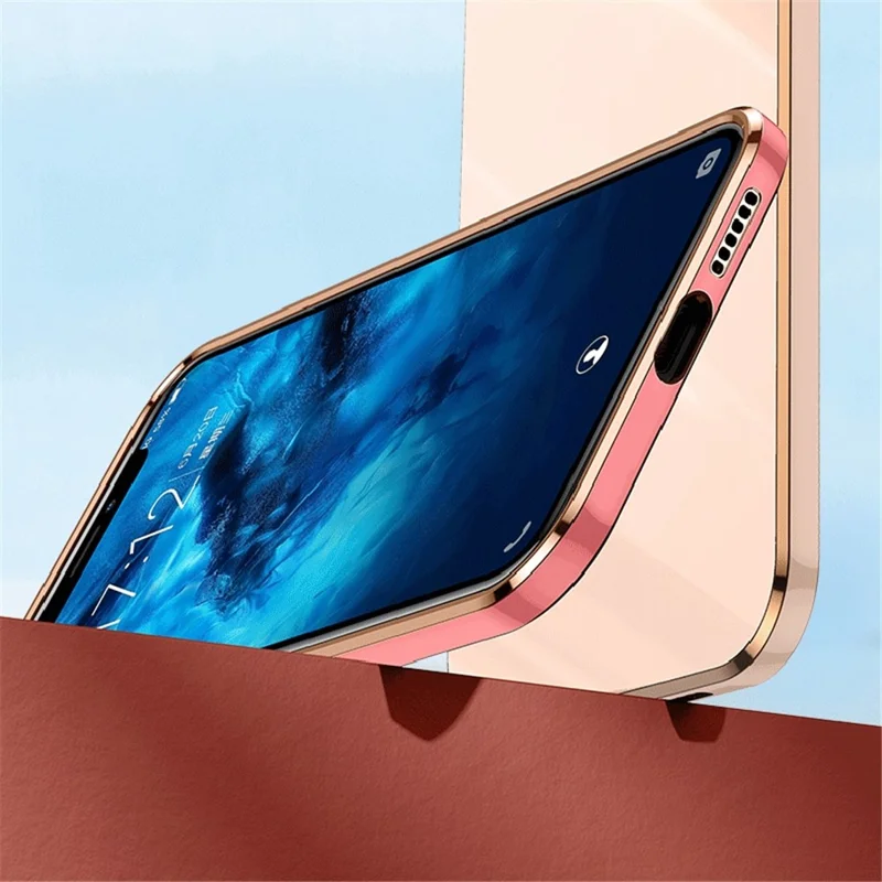 XINLI For Honor X8 5G Étui Coque de Protection en TPU - Bord Doré Electroplaqué - Rose