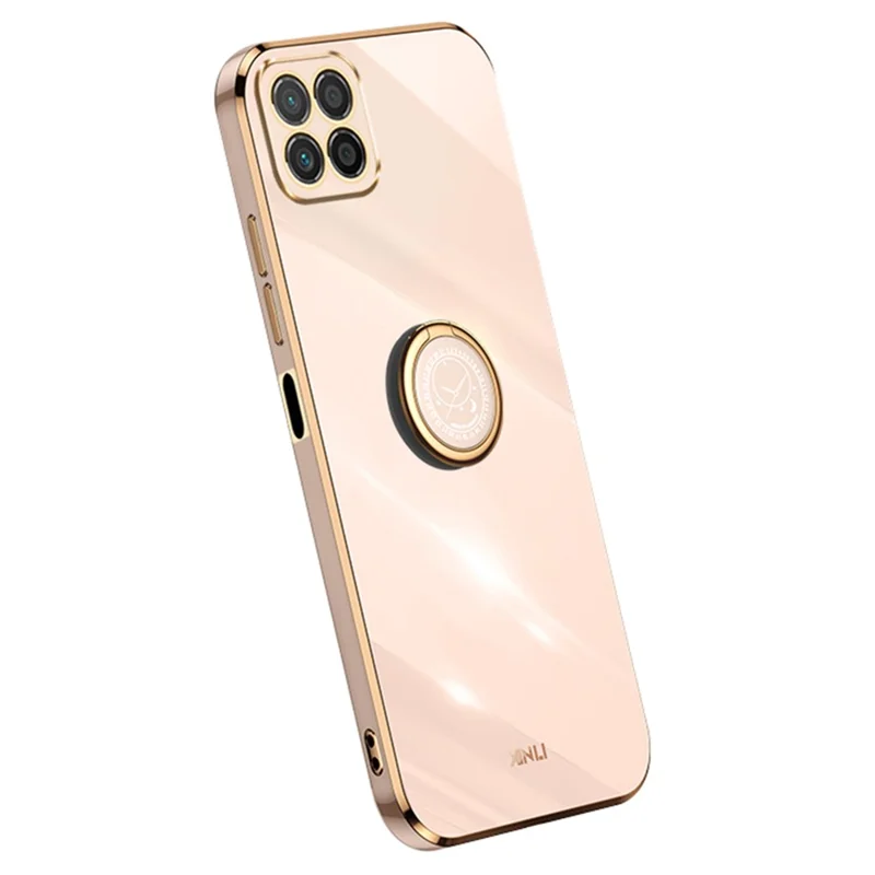 XINLI For Honor X8 5G TPU Case Electroplating Edge Kickstand Protective Cover - Pink