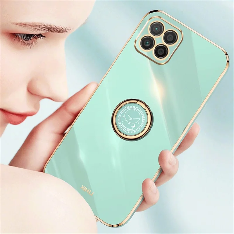 XINLI For Honor X8 5G TPU Case Electroplating Edge Kickstand Protective Cover - Red