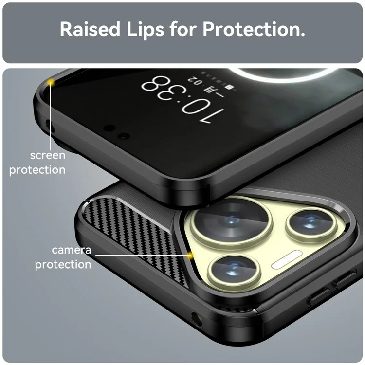Pour étui Huawei Pura 70 Couvercle arrière en TPU brossé - Texture fibre de carbone - Noir