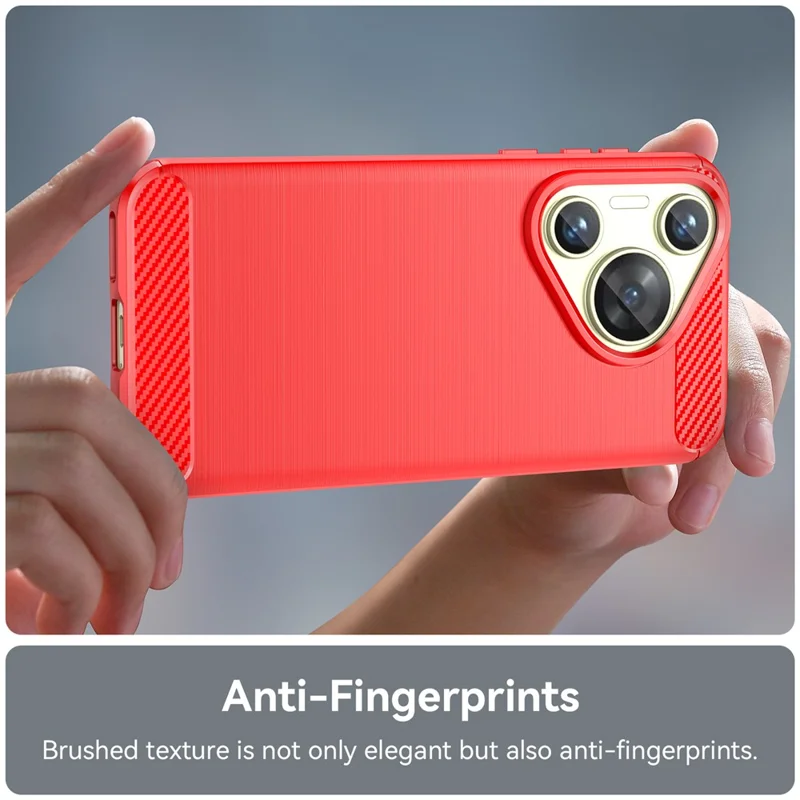 For Huawei Pura 70 Case Brushed TPU Phone Back Cover Carbon Fiber Texture - Red