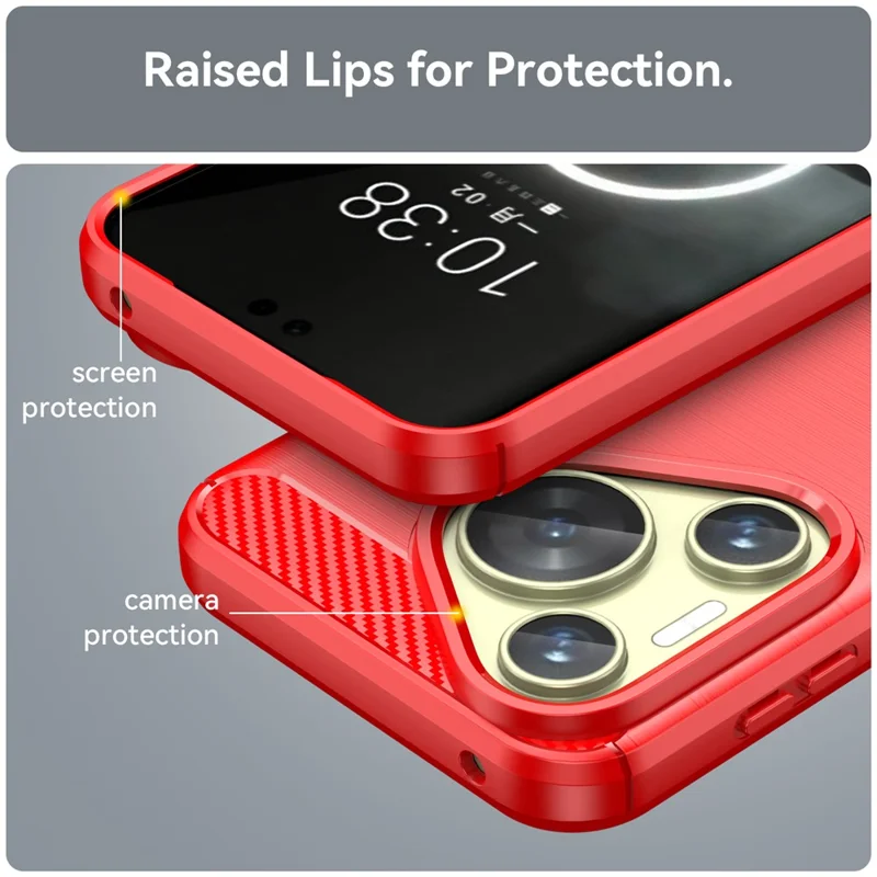 For Huawei Pura 70 Case Brushed TPU Phone Back Cover Carbon Fiber Texture - Red