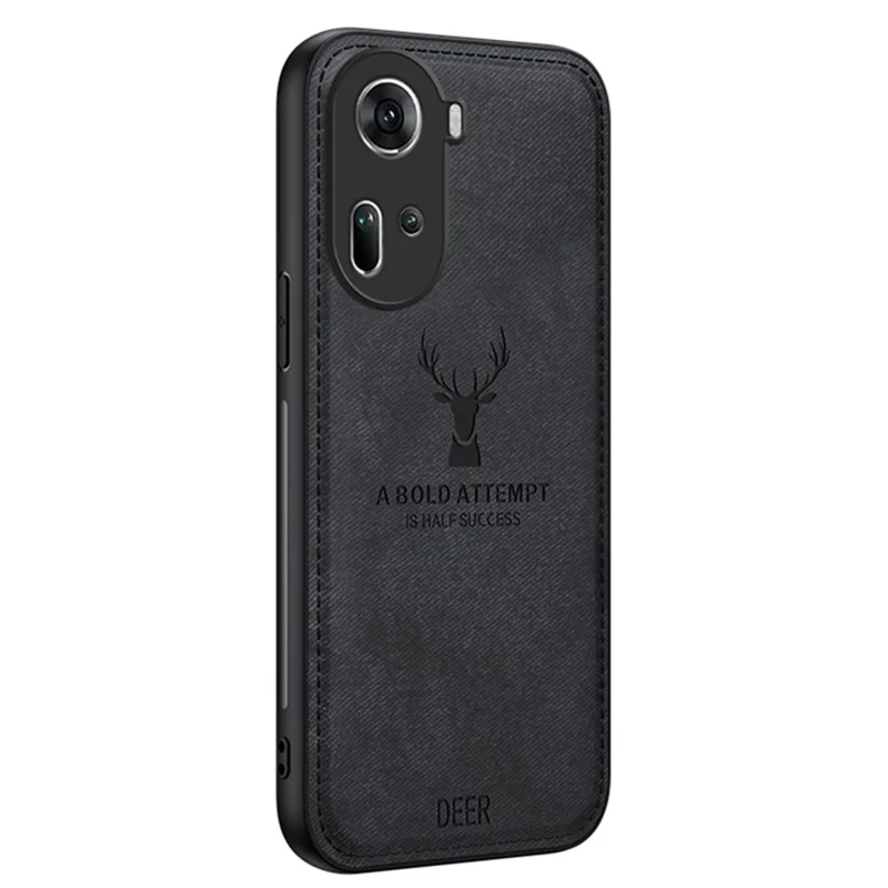 Per Oppo Reno11 5G (Global) Custodia Motivo Cervo PU+PC+TPU Anti-caduta - Nera