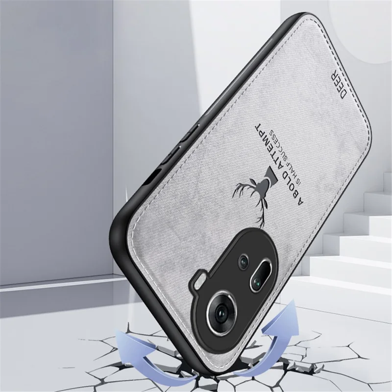 Per Oppo Reno11 5G (Global) Custodia Motivo Cervo PU+PC+TPU Anti-caduta - Nera