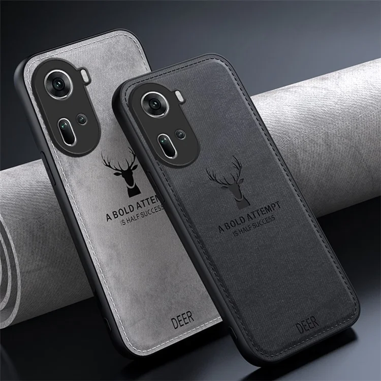 Per Oppo Reno11 5G (Global) Custodia Motivo Cervo PU+PC+TPU Anti-caduta - Nera