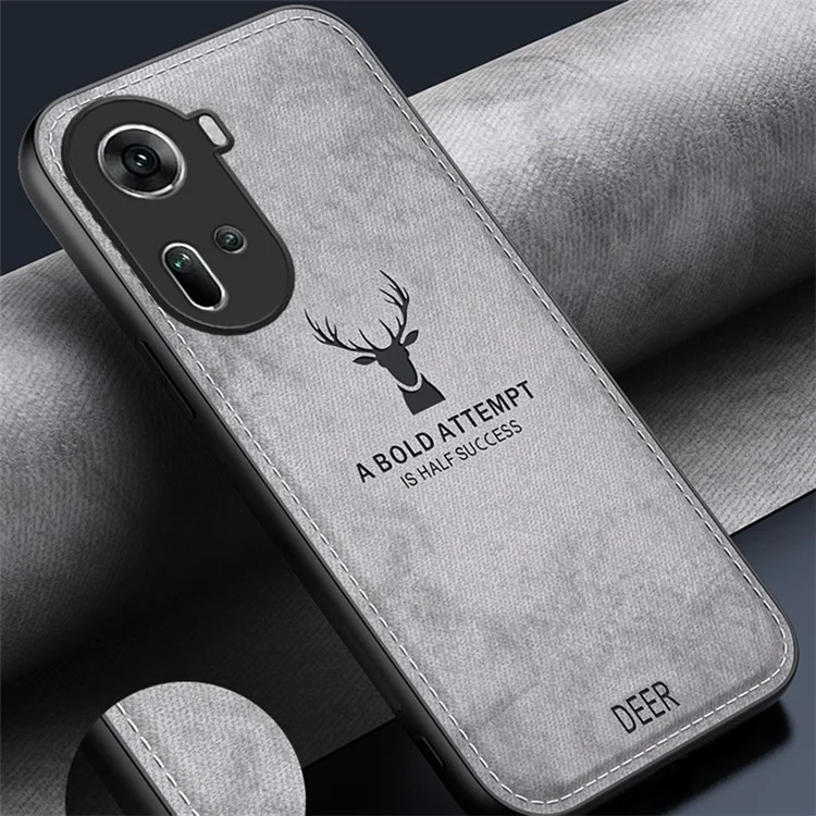 Per Oppo Reno11 5G (Global) Custodia Motivo Cervo PU+PC+TPU Anti-caduta - Nera