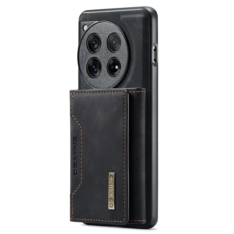 DG.MING M2 Series for OnePlus 12 5G Kickstand Case Detachable Magnetic Wallet Phone Cover - Black