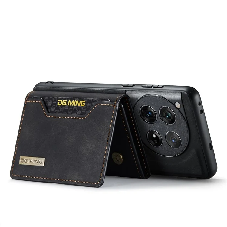 DG.MING M2 Series for OnePlus 12 5G Kickstand Case Detachable Magnetic Wallet Phone Cover - Black