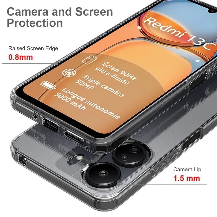 Für Xiaomi Redmi 13C 4G / Poco C65 4G Klare Hülle TPU+Acryl Kratzfest Handyhülle