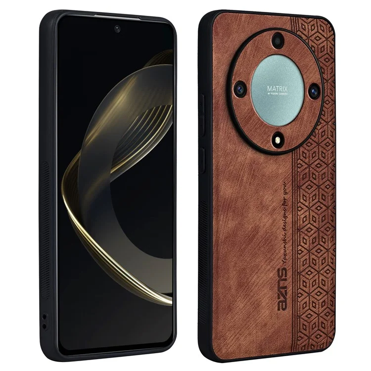 AZNS For Honor X9b 5G / Magic6 Lite 5G Case Anti-Scratch PU Leather Coated TPU Phone Cover - Marrom