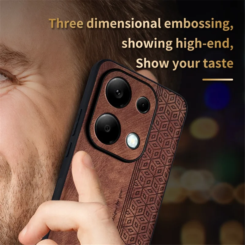 AZNS Para Xiaomi Redmi Note 13 Pro 4G / Poco M6 Pro 4G Capa à Prova de Choque de Couro PU Revestido de TPU - Marrom