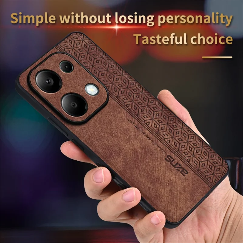 AZNS Para Xiaomi Redmi Note 13 Pro 4G / Poco M6 Pro 4G Capa à Prova de Choque de Couro PU Revestido de TPU - Marrom