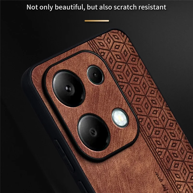 AZNS Para Xiaomi Redmi Note 13 Pro 4G / Poco M6 Pro 4G Capa à Prova de Choque de Couro PU Revestido de TPU - Marrom