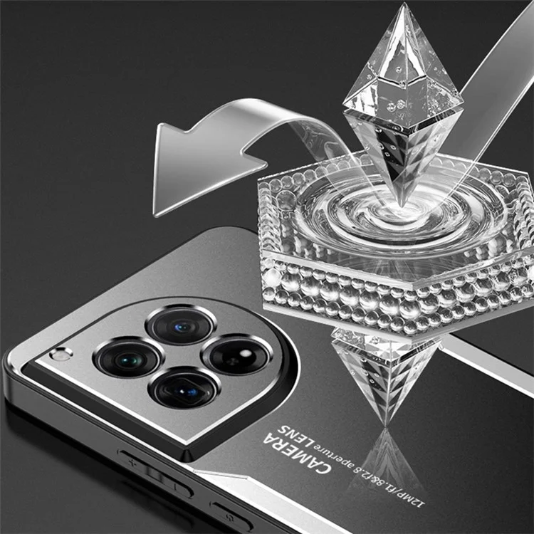 Per OnePlus 12 5G Case Anti-Scratch Aluminum Alloy+TPU+PC Phone Cover - Argento