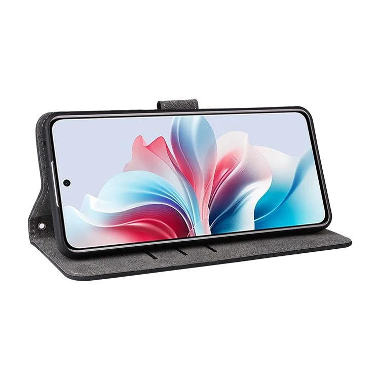 Für Oppo Reno11 F 5G / F25 Pro 5G Wallet Hülle RFID-blockierende Handyhülle mit Handschlaufe - Schwarz