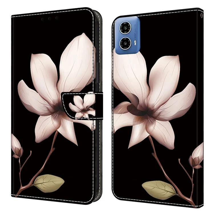 Per Motorola Moto G45 5G / G34 5G Custodia in pelle PU con motivo 3D Custodia a portafoglio con funzione di supporto - Fiore rosa