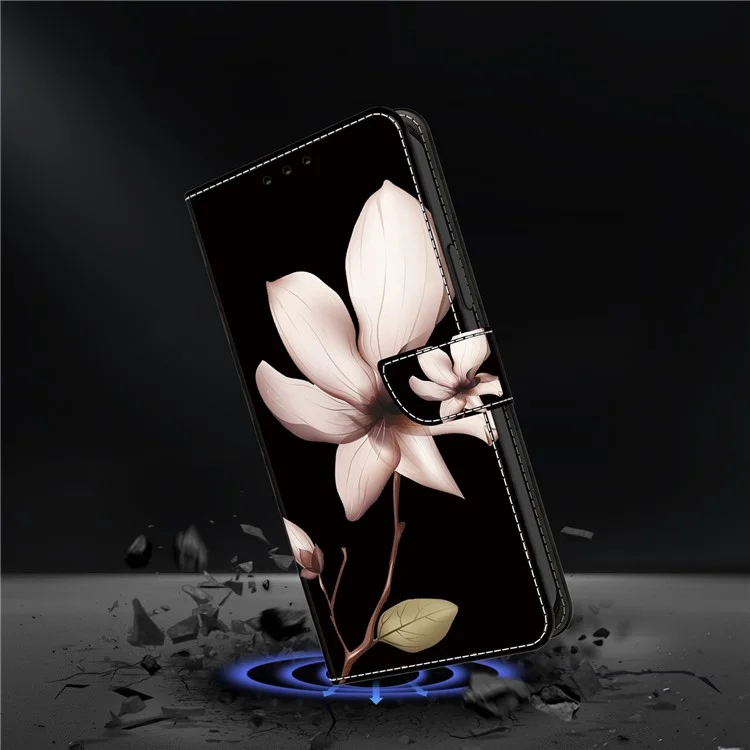 Per Motorola Moto G45 5G / G34 5G Custodia in pelle PU con motivo 3D Custodia a portafoglio con funzione di supporto - Fiore rosa