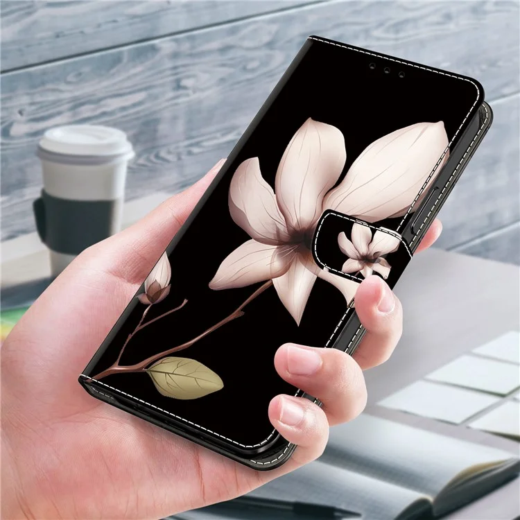 Per Motorola Moto G45 5G / G34 5G Custodia in pelle PU con motivo 3D Custodia a portafoglio con funzione di supporto - Fiore rosa