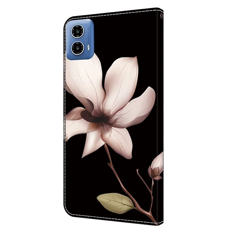 Per Motorola Moto G45 5G / G34 5G Custodia in pelle PU con motivo 3D Custodia a portafoglio con funzione di supporto - Fiore rosa