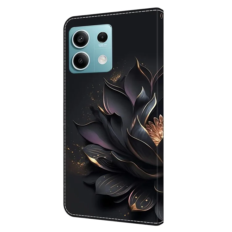 Pour Xiaomi Redmi Note 13 5G Wallet Case 3D Pattern PU Leather Folio Protective Cover - Purple Lotus