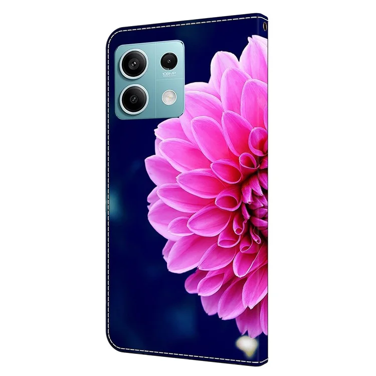Для Xiaomi Redmi Note 13 5G Anti-Drop Case 3D Pattern Printing Wallet Phone Cover - Pink Flowers