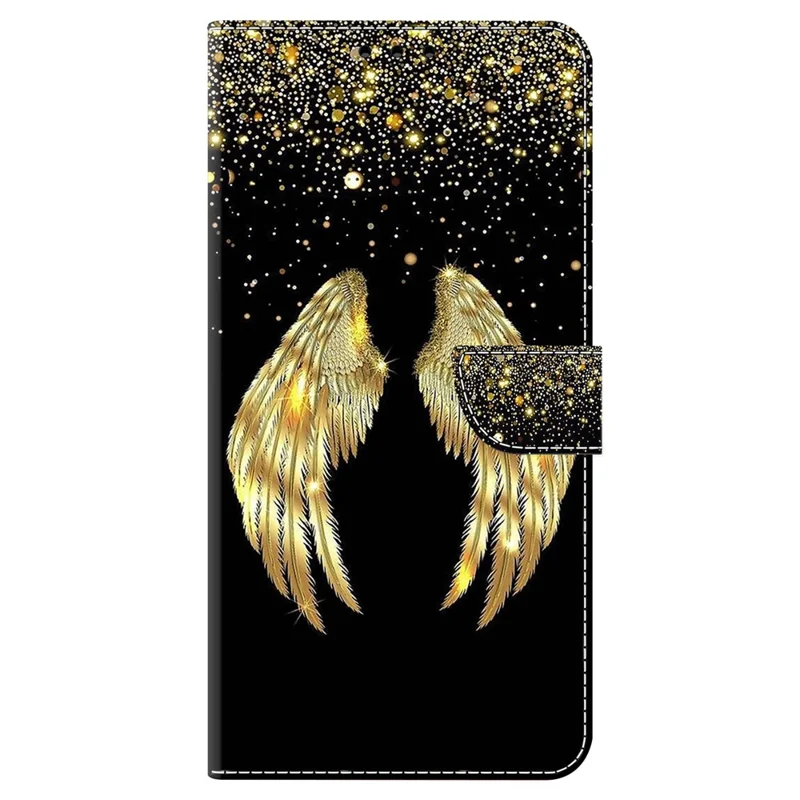 For Xiaomi Redmi Note 13 5G Anti-Drop Case 3D Pattern Printing Wallet Phone Cover - Gold Wing