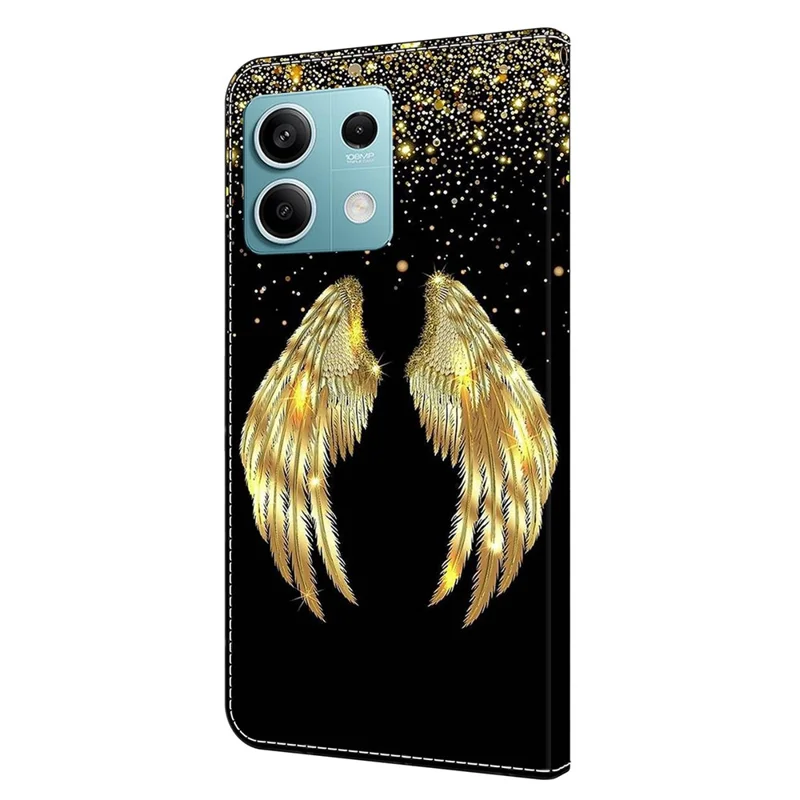 For Xiaomi Redmi Note 13 5G Anti-Drop Case 3D Pattern Printing Wallet Phone Cover - Gold Wing