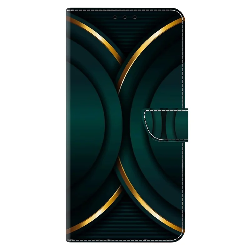 For Xiaomi Redmi Note 13 5G Anti-Drop Case 3D Pattern Printing Wallet Phone Cover - Gold Contour