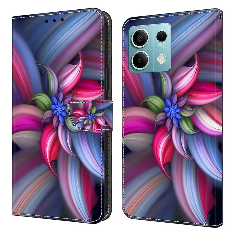 For Xiaomi Redmi Note 13 5G Anti-Drop Case 3D Pattern Printing Wallet Phone Cover - Colorful Flowers